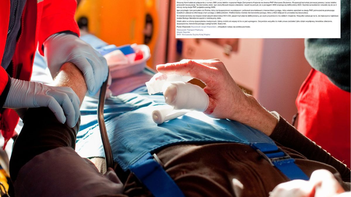 Pasażerowie i kierownik pociągu uratowali życie mężczyzny