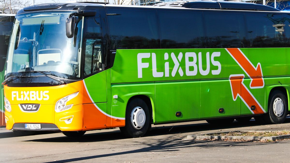 Flixbus logo is seen on a bus parked in Krakow, Poland on February 14, 2022. (Photo by Jakub Porzycki/NurPhoto via Getty Images)