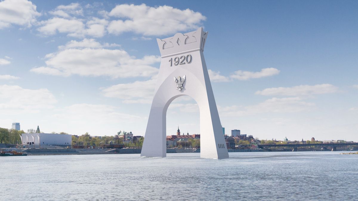 Wizja łuku triumfalnego na Wiśle autorstwa Marka Skrzyńskiego. 