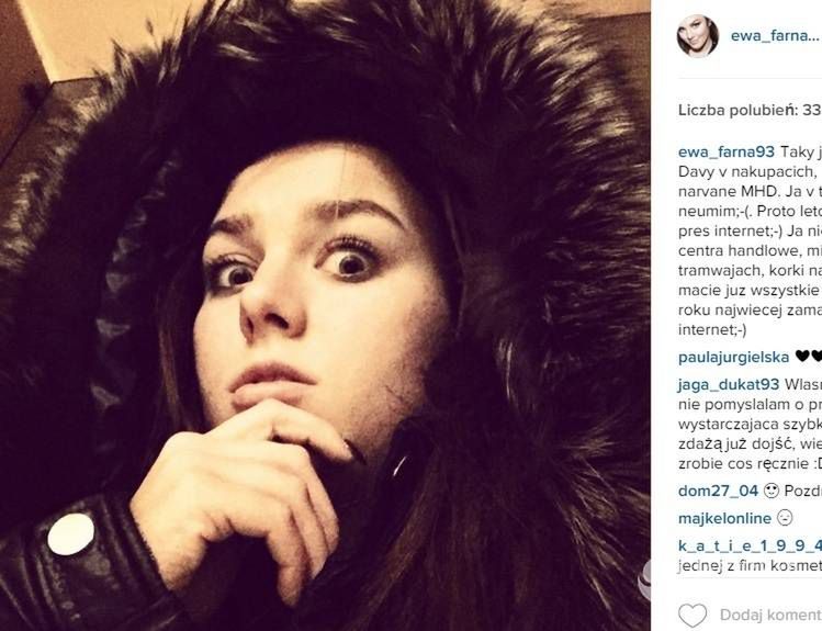 Przerażona Ewa Farna na Instagramie