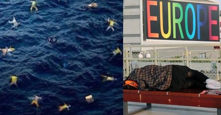 Internauci wymieniają się "nową flagą" Unii Europejskiej z ciałami uchodźców zamiast gwiazdek