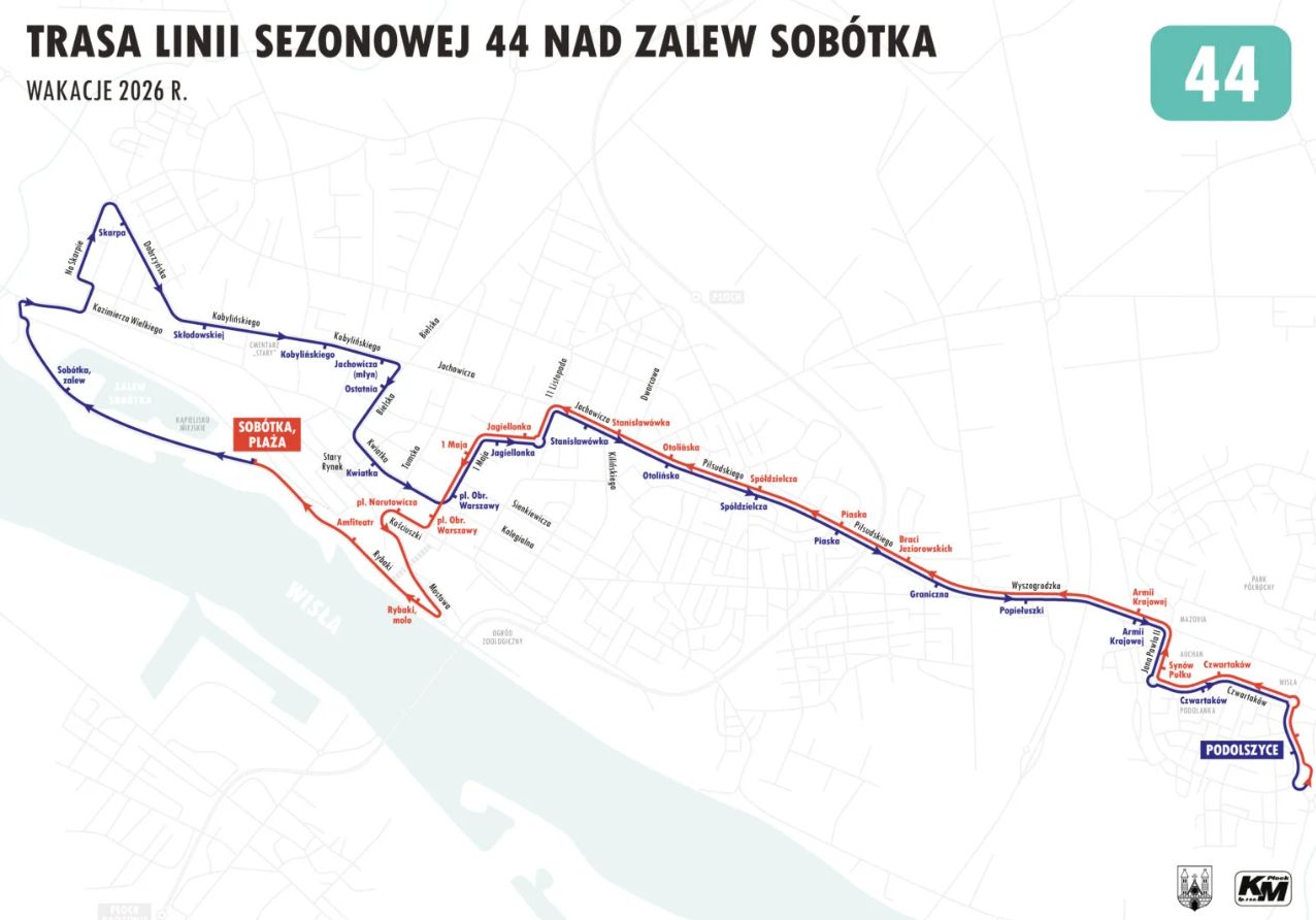 Trasa linii sezonowej 44