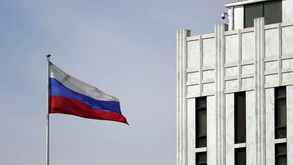 TemporaryThe Russian flag flies on the grounds of the Embassy of the Russian Federation in Washington, Thursday, April 15, 2021. The Biden administration has rolled out a sweeping set of sanctions on Russia over its election interference, hacking efforts and other malign activity. (AP Photo/Carolyn Kaster)AP