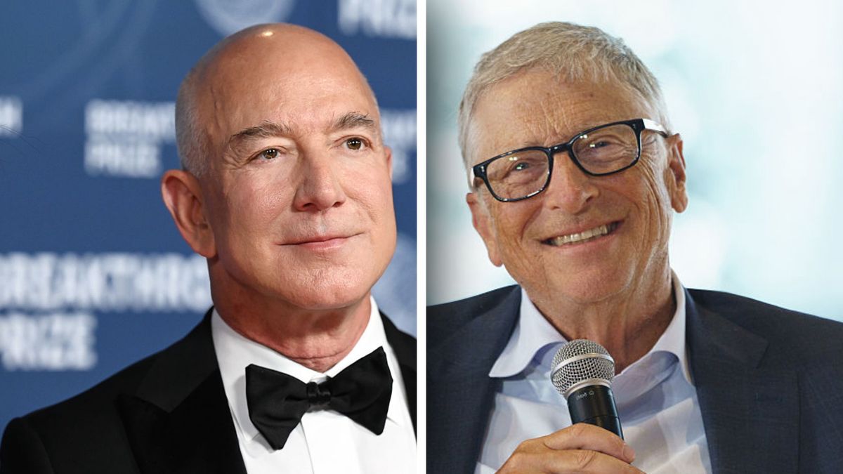 Multimiliarderzy z USA, Jeff Bezos (L) i Bill Gates (P)
