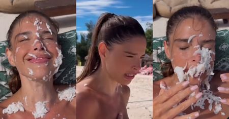 Anna Markowska paraduje po plaży topless i naciera się miąższem z kokosa: "Mam skórę delikatną, miękką"