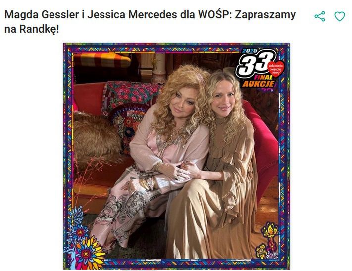 Aukcja WOŚP Magdy Gessler i Jessiki Mercedes