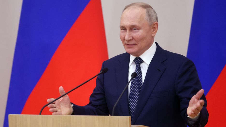 MOSCOW, RUSSIA - NOVEMBER 15 (RUSSIA OUT) Russian President Vladimir Putin talks during an awarding ceremony at the Novo-Ogaryovo State Residence, November 15, 2023 west of Moscow, Russia. Putin gave awards to 5 members of Russian election commissions, including from annexed regions of Ukraine. (Photo by Contributor/Getty Images)