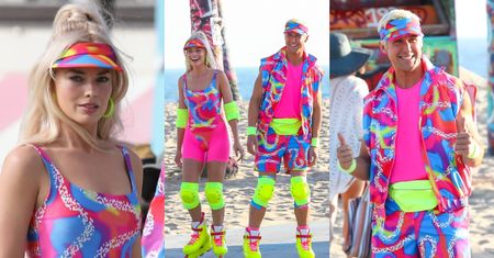 Margot Robbie i Ryan Gosling jako Barbie i Ken szaleją na rolkach w pstrokatych stylizacjach (ZDJĘCIA)