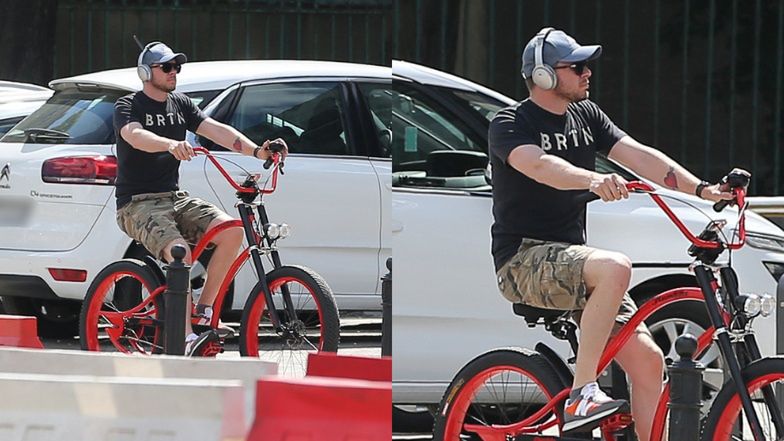 Filip Chajzer podczas rowerowej przejażdżki