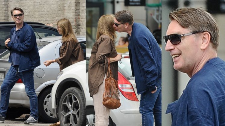 Radosny Tomasz Lis spaceruje z tajemniczą nieznajomą