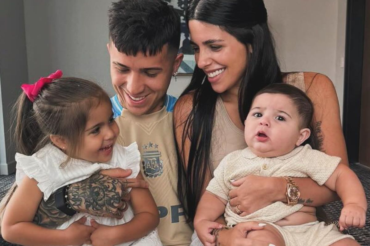 Valentina Cervantes and Enzo Fernandez with their children