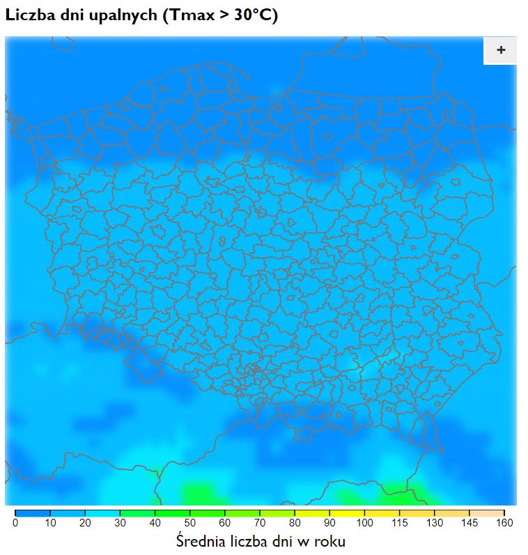Mapa pokazuje, ile będzie dni upalnych do połowy wieku