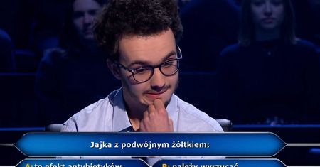 "Milionerzy": student nie miał pojęcia. Zaskoczyło go pytanie o jajko