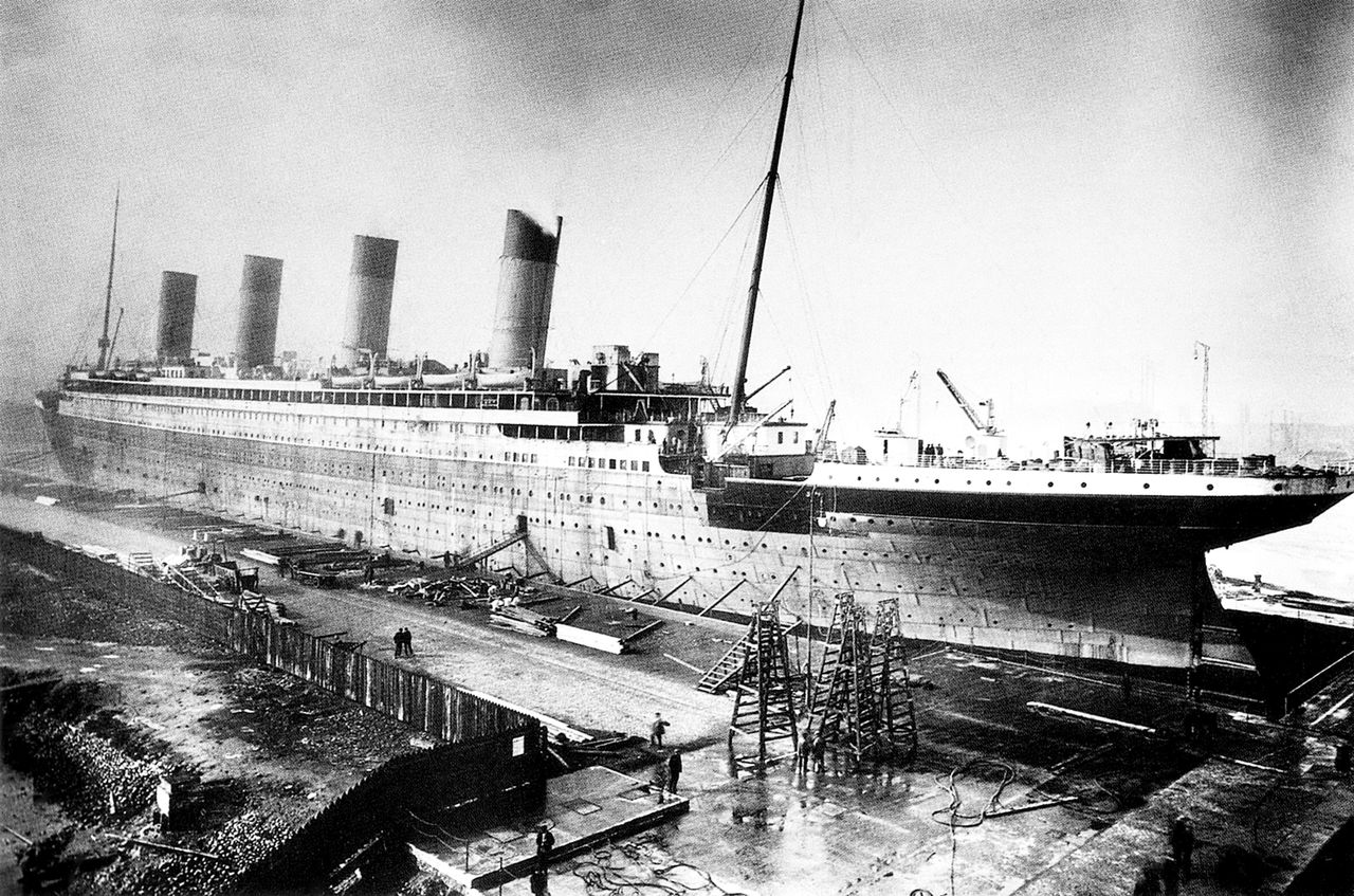 UK: RMS Titanic being fitted out at Harland and Wolf Shipyard, Belfast, 1911-1912. (Photo by: Pictures from History/Universal Images Group via Getty Images)