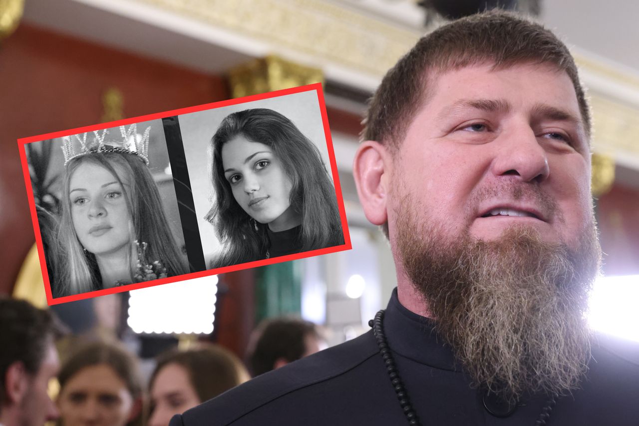 Within the red frame from the left: 14-year-old Fatima Chazujewa and 16-year-old Zamira Dżabrajlowa - Kadyrov's concubines. Both teenagers bore the Chechen leader's children.