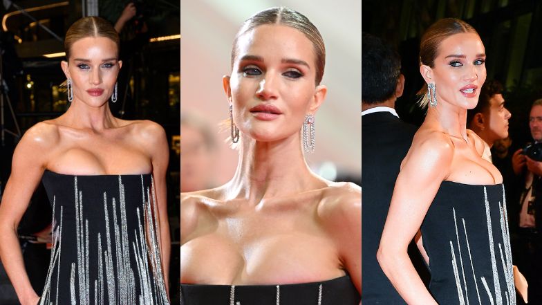 Rosie Huntington-Whiteley i jej ŚCIŚNIĘTY BIUST brylują na czerwonym dywanie w Cannes. Udana kreacja? (ZDJĘCIA)