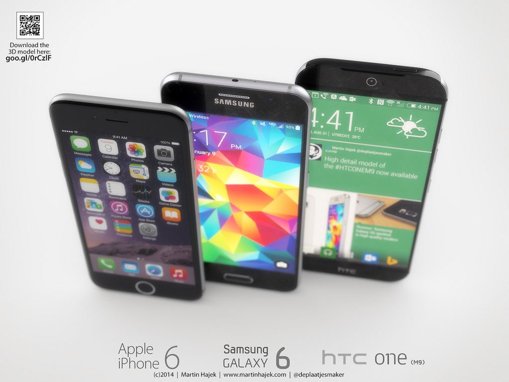 HTC One (M9), Galaxy S6 i iPhone 6 - porównanie renderów 10