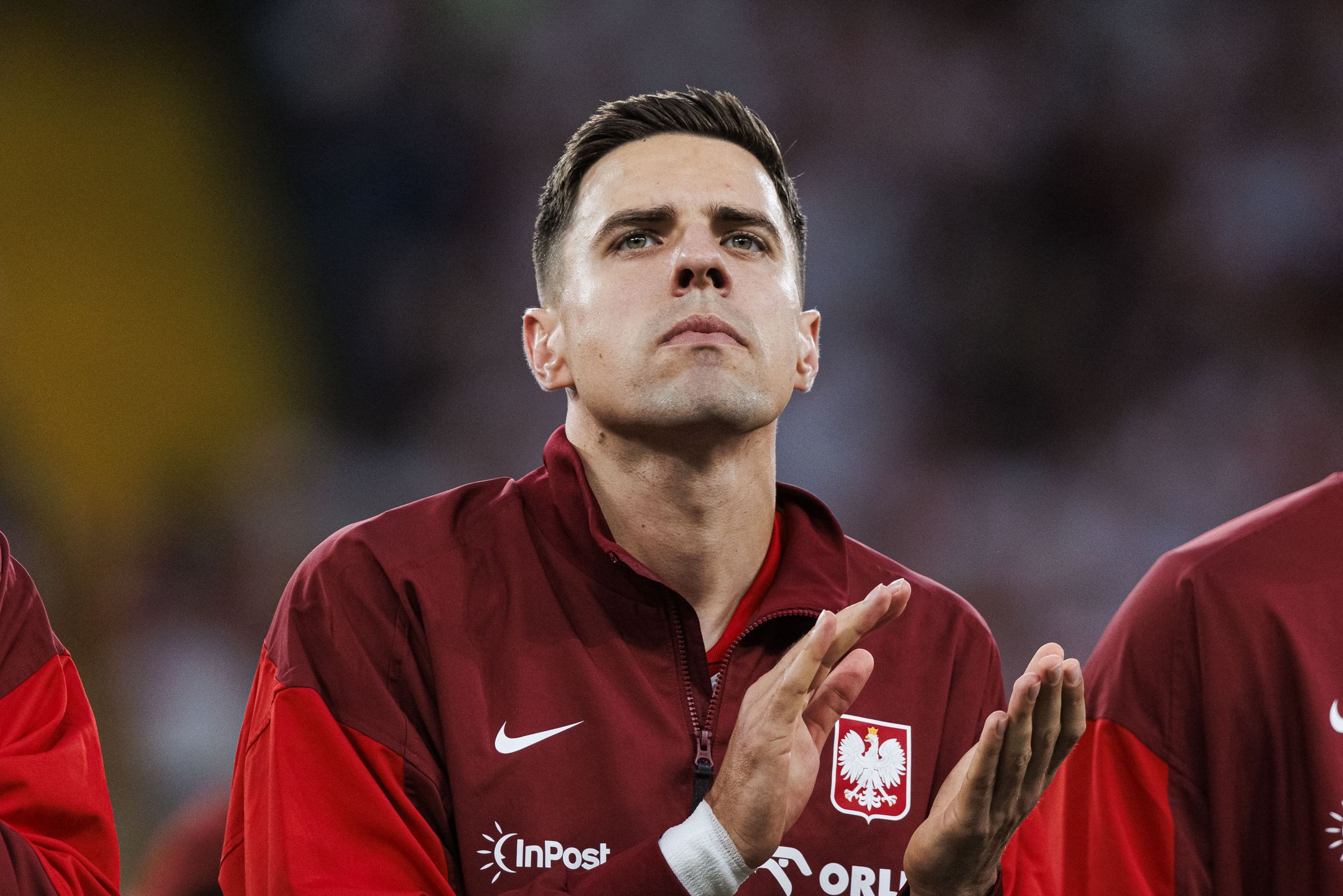 CHORZOW, POLAND - JUNE 6: Jan Bednarek of Poland gestures during the International Friendly match Poland and Moldova at Silesian Stadium on June 6, 2025 in Chorzow, Poland. (Photo by Maciej Rogowski/Eurasia Sport Images/Getty Images)