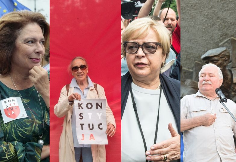 Komorowska, Żakowski, Wałęsa, Budka, Rzepliński, Nowacka i inni na proteście przed Sądem Najwyższym