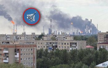 Pojawił się nad płonącą rafinerią. Nie należał do Ukraińców