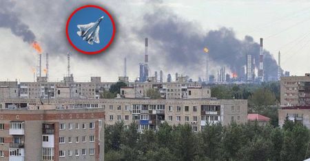 Pojawił się nad płonącą rafinerią. Nie należał do Ukraińców