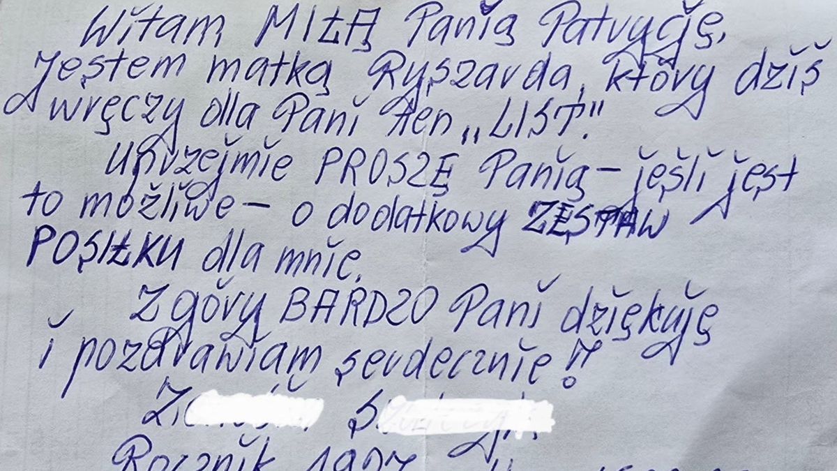 Fundacja otrzymała taką karteczkę.