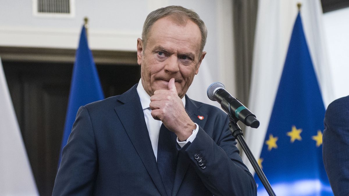 WARSAW, POLAND - 2023/11/10: Donald Tusk, leader of the Civic Platform and former prime minister, speaks during a press conference in the Parliament. The leaders of Polish opposition parties have signed a coalition agreement that lays out a road map for governing the nation over the next four years. The parties collectively won a majority of votes in last month's parliamentary election. Their candidate to be the next prime minister is Donald Tusk, a former prime minister who leads the largest of the opposition parties, the centrist Civic Platform. Tusk said the parties worked to seal their agreement a day before the Independence Day holiday, adding that, "We wanted to show that we are ready to take responsibility for our homeland." He said the agreement would offer a set of "signposts and recommendations" for the government he plans to lead. (Photo by Attila Husejnow/SOPA Images/LightRocket via Getty Images)