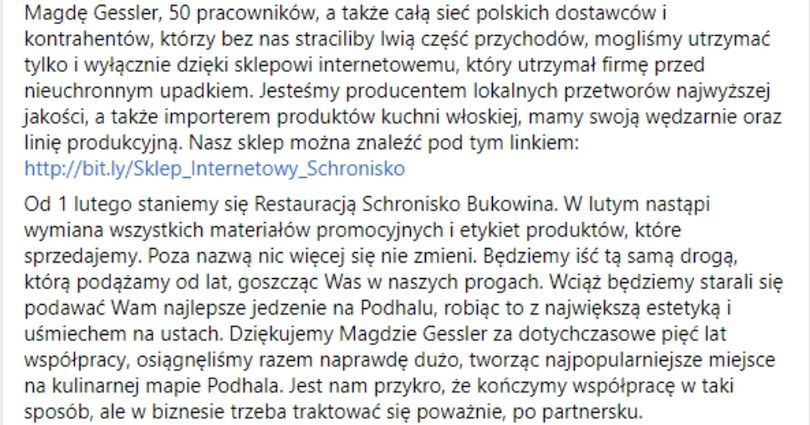 Schronisko Smaków zakończyło współpracę z Magdą Gessler