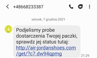 Fałszywe SMS-y o paczkach otrzymane o późnych porach dnia