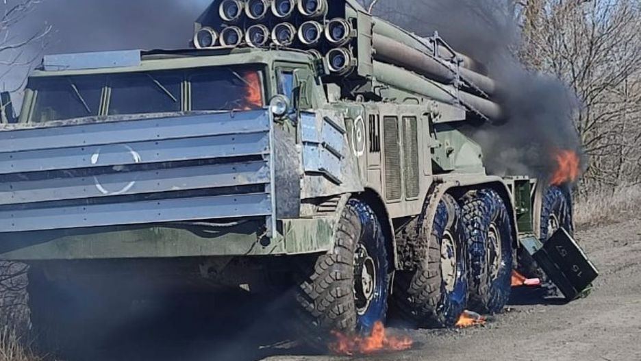 System artylerii rakietowej BM-27 Uragan przejęty przez Ukraińców