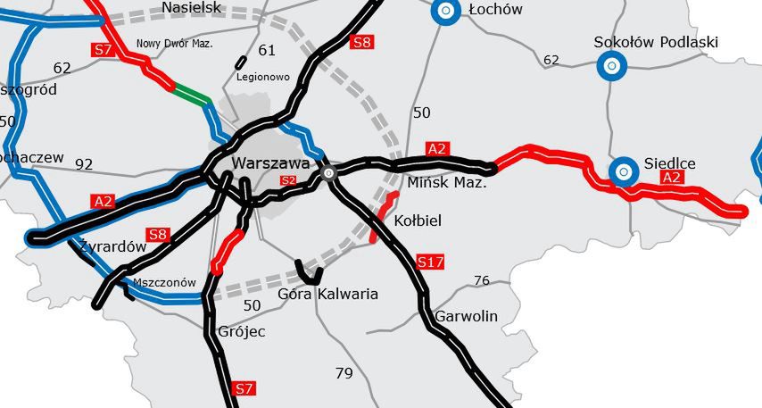 Autostrada A2 na wschód od Warszawy (woj. mazowieckie)