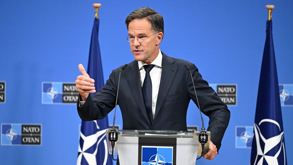 BRUSSELS, BELGIUM - OCTOBER 01: Secretary General of NATO Mark Rutte speaks during a press conference at NATO headquarters in Brussels, Belgium on October 1, 2024. (Photo by Dursun Aydemir/Anadolu via Getty Images)