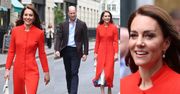 Kate Middleton w czerwonym płaszczu emanuje elegancją podczas wypadu z Williamem na miasto. Ikona stylu? (ZDJĘCIA)