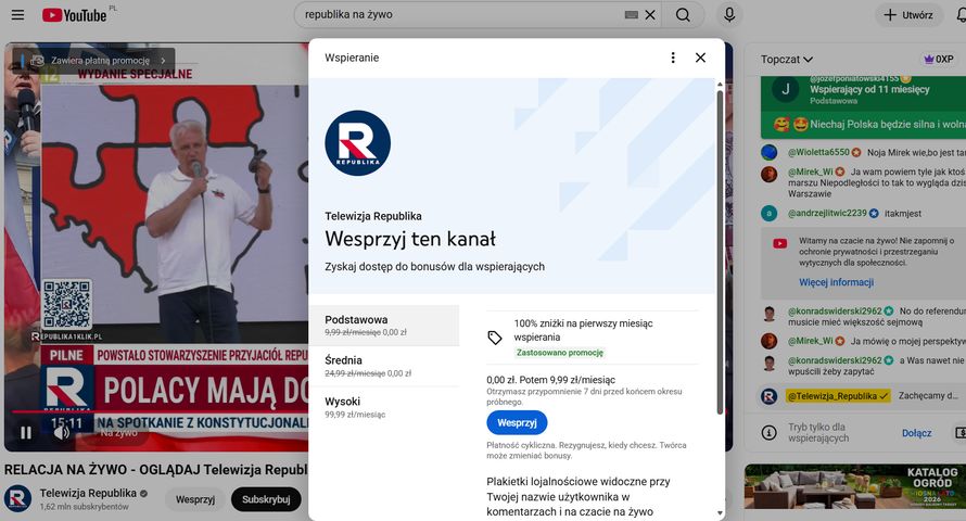 Republika podniosła opłaty za pisanie na jej czacie