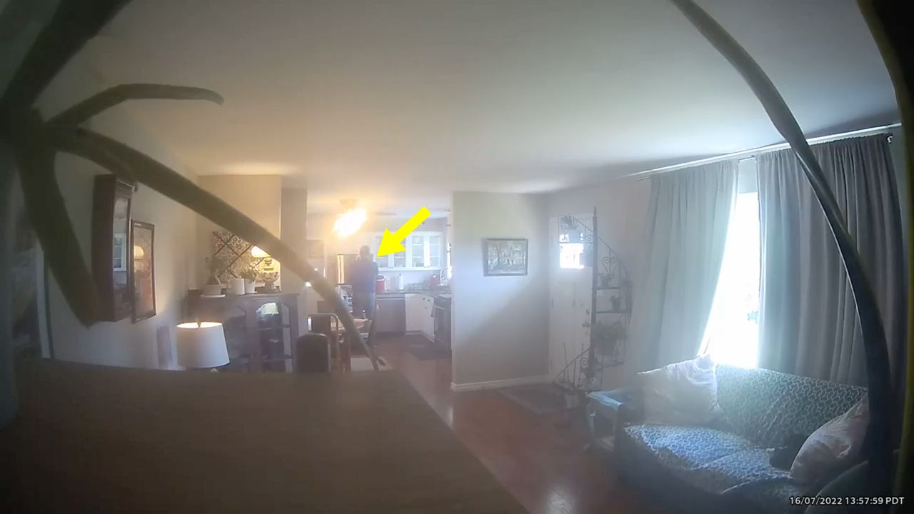 Stopklatka z filmu z ukrytej kamery, pokazująca zachowanie agenta nieruchomości.