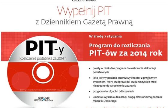 „Dziennik Gazeta Prawna” z płytą „PIT 2014” i książką „Jak rozliczać najem”
