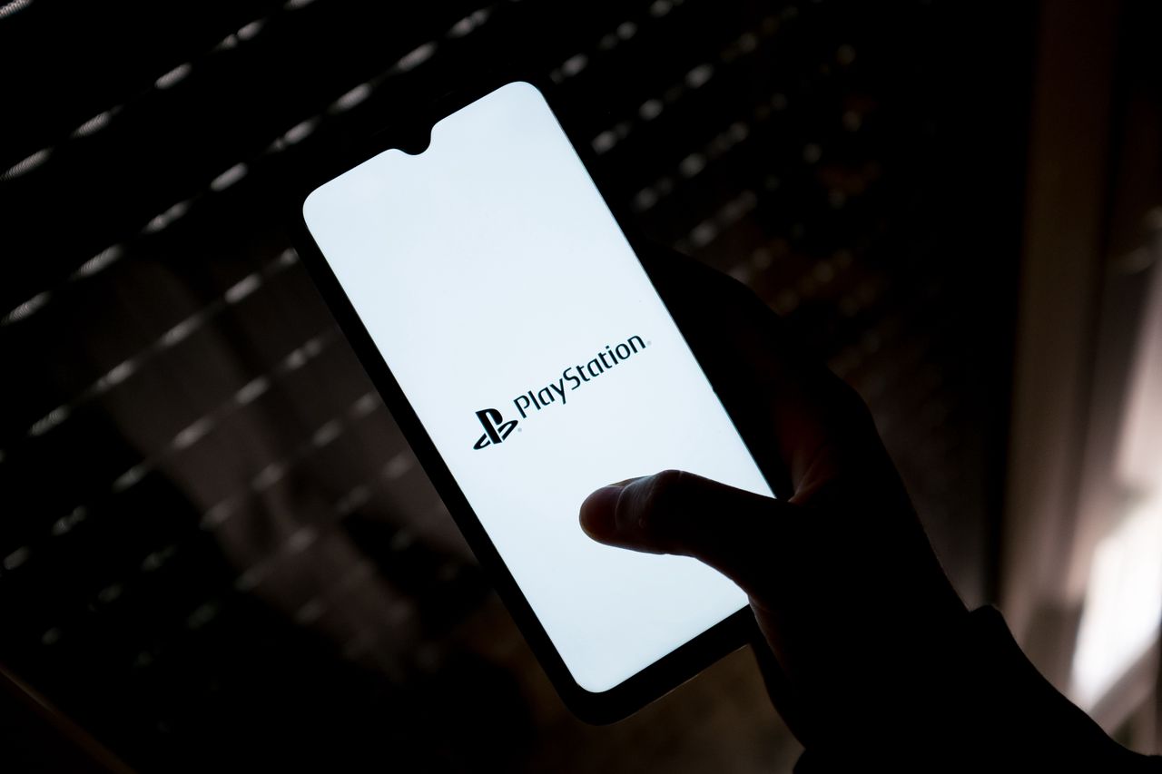 In this photo illustration a PlayStation logo seen displayed on a smartphone screen in Athens, Greece on May 8, 2022. (Photo illustration by Nikolas Kokovlis/NurPhoto via Getty Images)