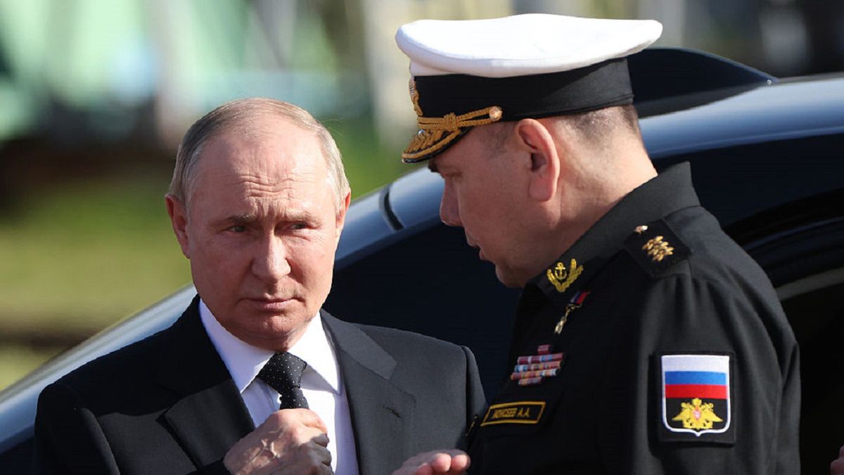 Putin Visits Sevmash Shipbuilding Plant In Severodvinsk, In Russia's Arkhangelsk RegionSEVEDOVDINSK, RUSSIA - JULY 24: (RUSSIA OUT) Russian President Vladimir Putin (L) listens to Commander-In-Chief of Russian Navy Alexander Moiseev (R), while visiting the Sevmash Shipbuilding Plant,  July 24, 2025, in Severodvinsk, Arkhangelsk oblast, Russia. Putin visited Russia's main military shipbuilding plant, marking the upcoming the Day of Russian Navy. (Photo by Contributor/Getty Images)Contributor