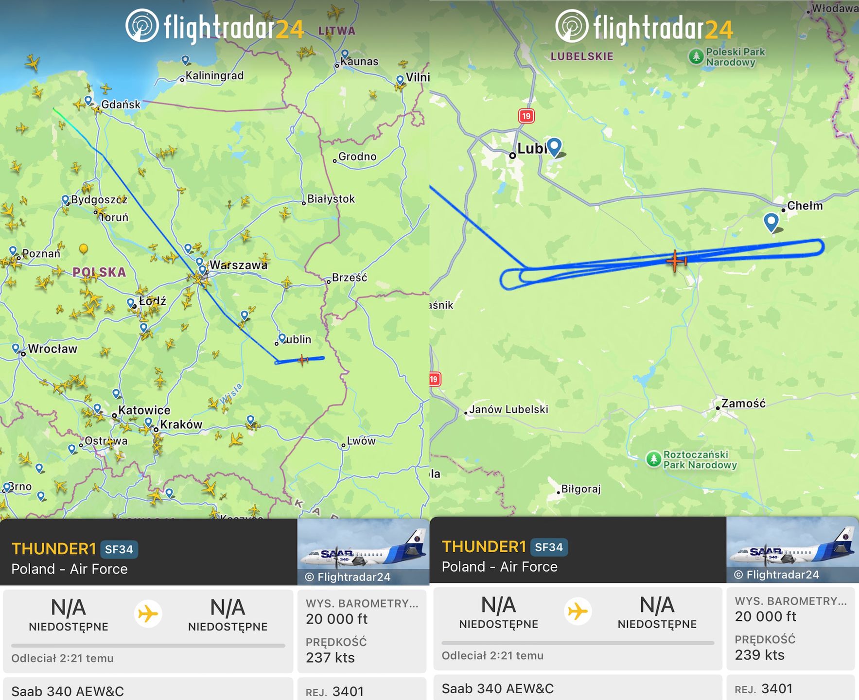 Trasa polskiego AWACS-a