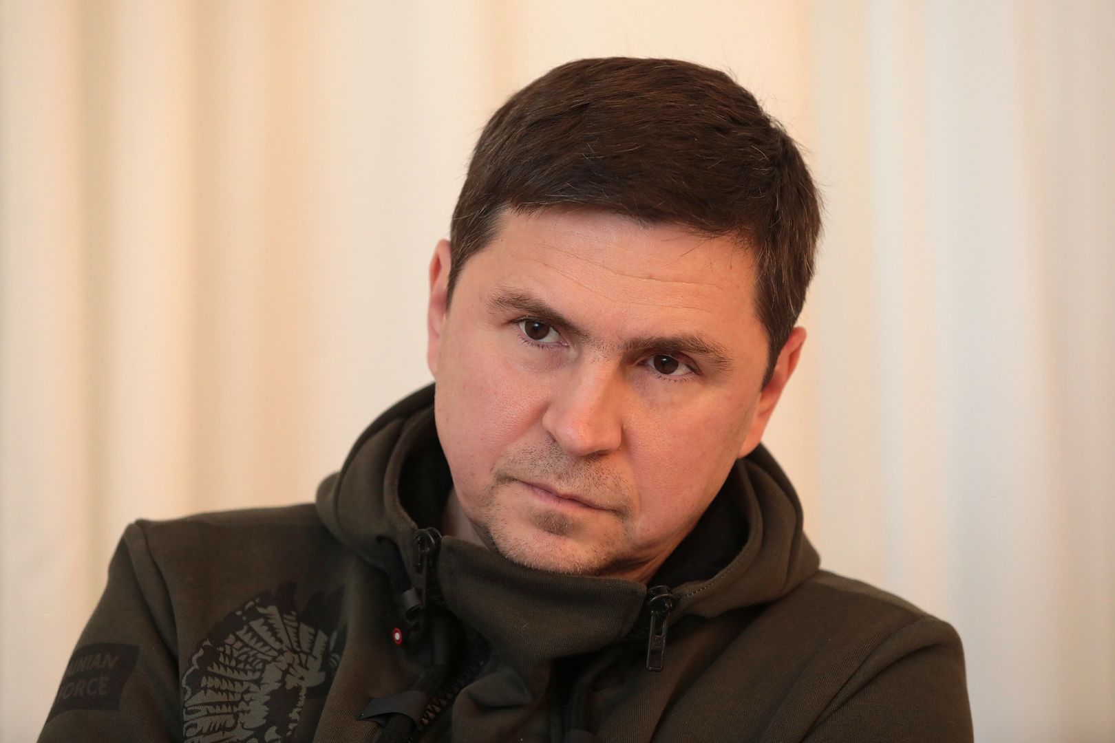 KYIV, UKRAINE - NOVEMBER 22, 2022 - Adviser to the head of the Office of the President of Ukraine Mykhailo Podolyak is pictured during an interview with the Ukrinform National News Agency, Kyiv, capital of Ukraine. (Photo credit should read Hennadii Minchenko / Ukrinform/Future Publishing via Getty Images)