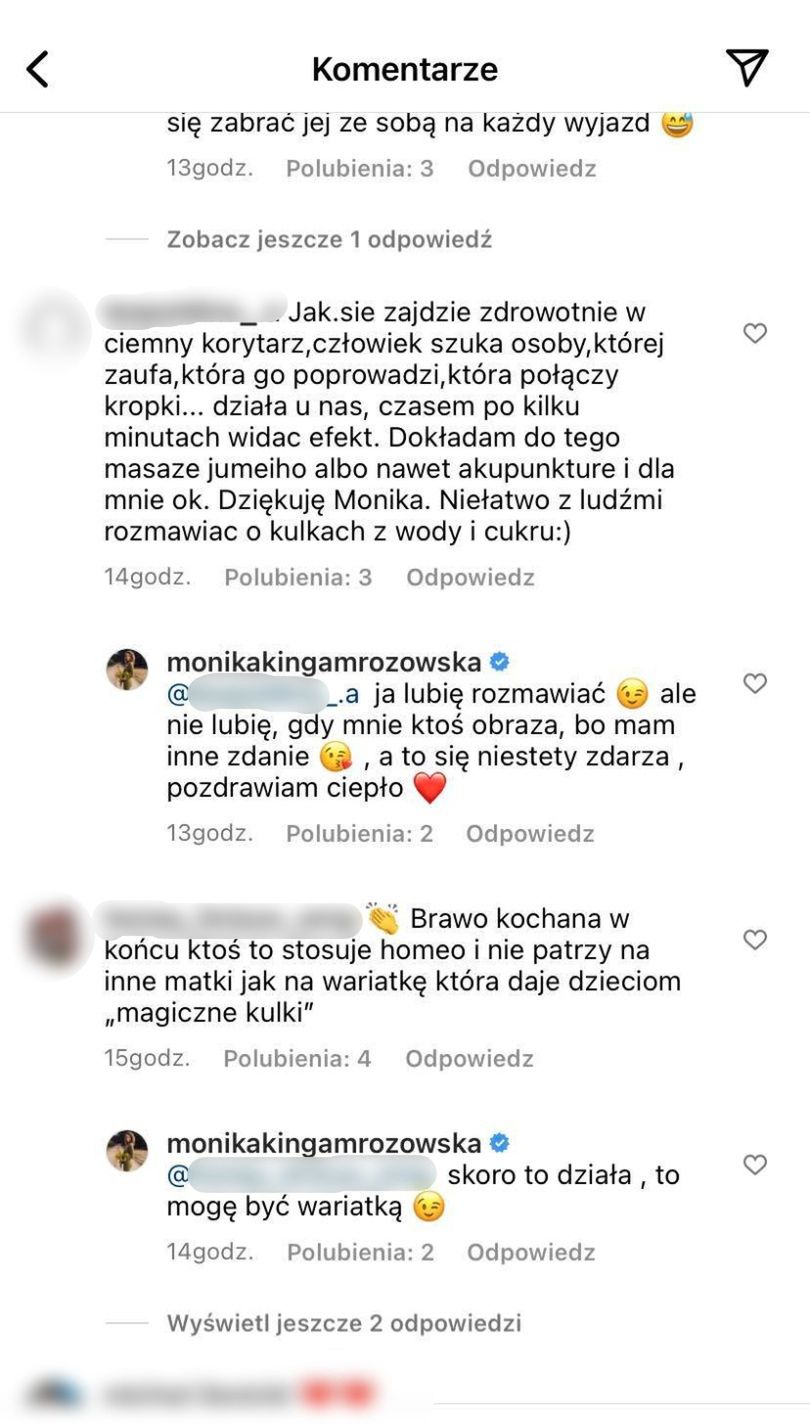 Monika Mrozowska dyskutuje z internautami o homeopatii