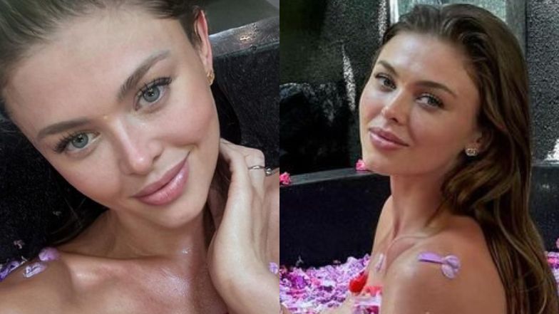 Joanna Opozda relaksuje się w wannie pełnej kwiatów