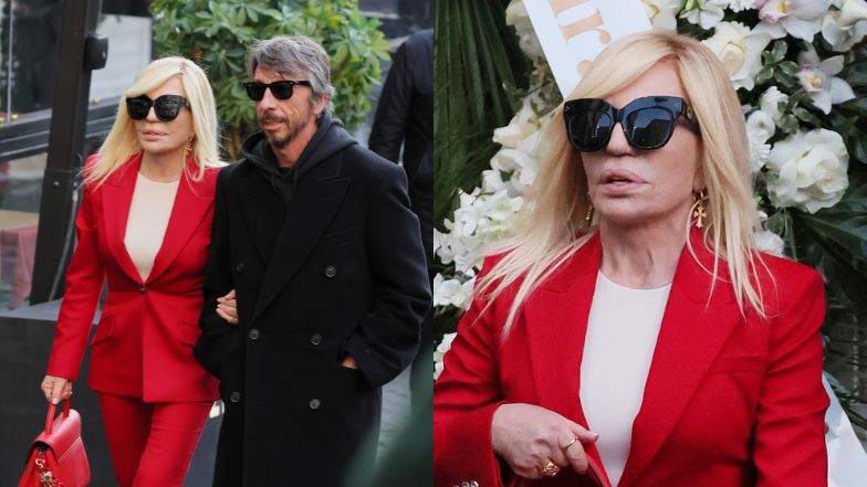 Donatella Verscace w czerwieni na pogrzebie Valentino