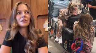 Trudy podróży Anny Lewandowskiej z pociechami do Chicago: długi lot i zmęczone (?) córki na stercie bagaży (FOTO)