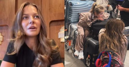 Trudy podróży Anny Lewandowskiej z pociechami do Chicago: długi lot i zmęczone (?) córki na stercie bagaży (FOTO)