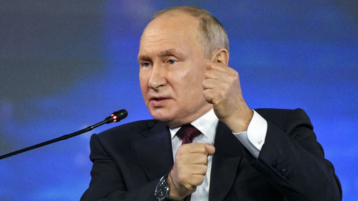 Temporary
In this handout photo provided by Photo host Agency RIA Novosti, Russian President Vladimir Putin gestures while speaking at a plenary session of the St. Petersburg International Economic Forum in St. Petersburg, Russia, Friday, June 16, 2023. (Alexei Danichev/Photo host Agency RIA Novosti via AP)
Alexei Danichev