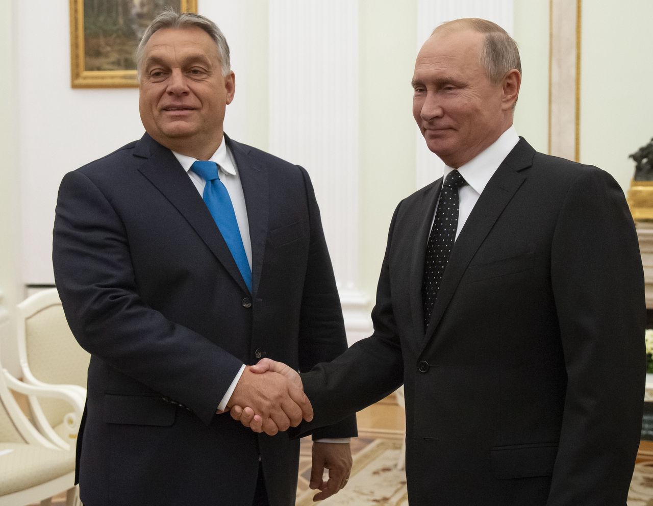 Orban and Putin's meeting at the Kremlin.