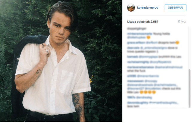Konrad Annerund, sobowtór Leonardo DiCaprio, fot: Instagram