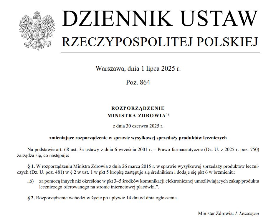 Rozporządzenie Ministra Zdrowia z dnia 30 czerwca 2025 