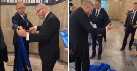 Wytarł flagą buty. Do sieci trafiło nagranie z Braunem